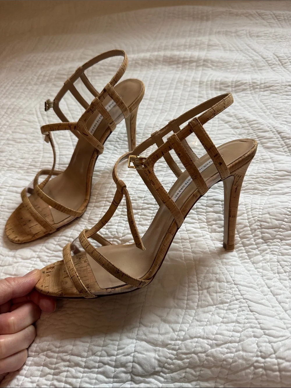DVF Strappy High Heel Sandal in Natural Cork